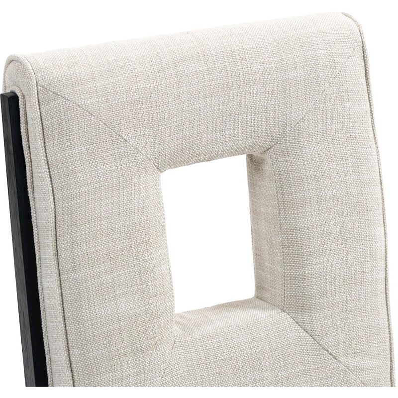Meridian Furniture Gwendolyn Cream Linen Textured Fabric Dining Side Chair, Set of 2