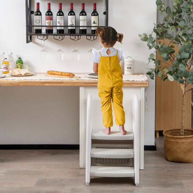 3-Step Standing Stool for Kids with Handrails and Non-Slip Pedals image number 4