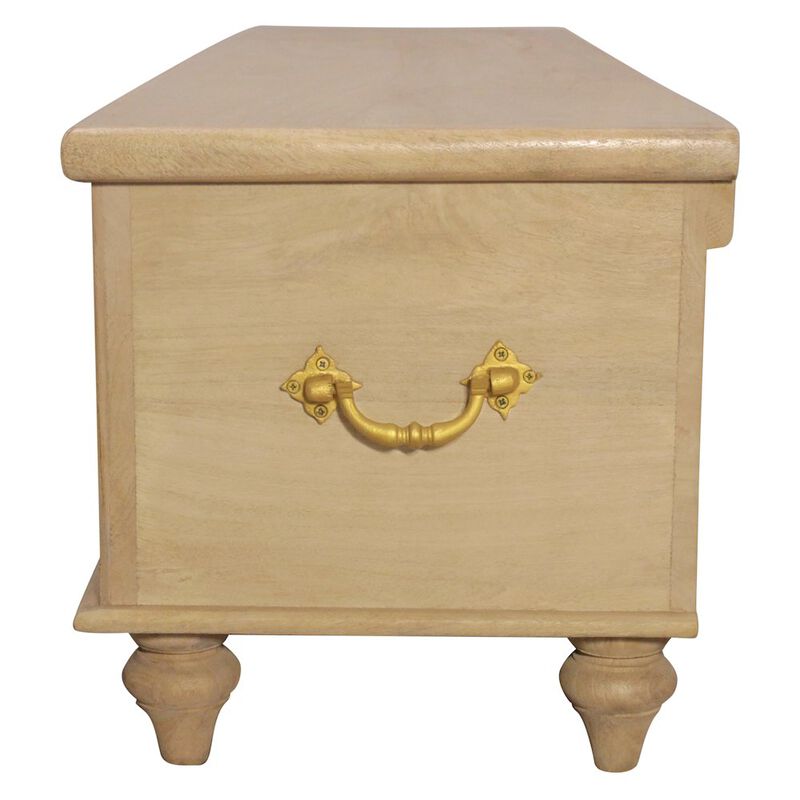 Noelle 55 Storage Bench in Distressed White on Teak Wood