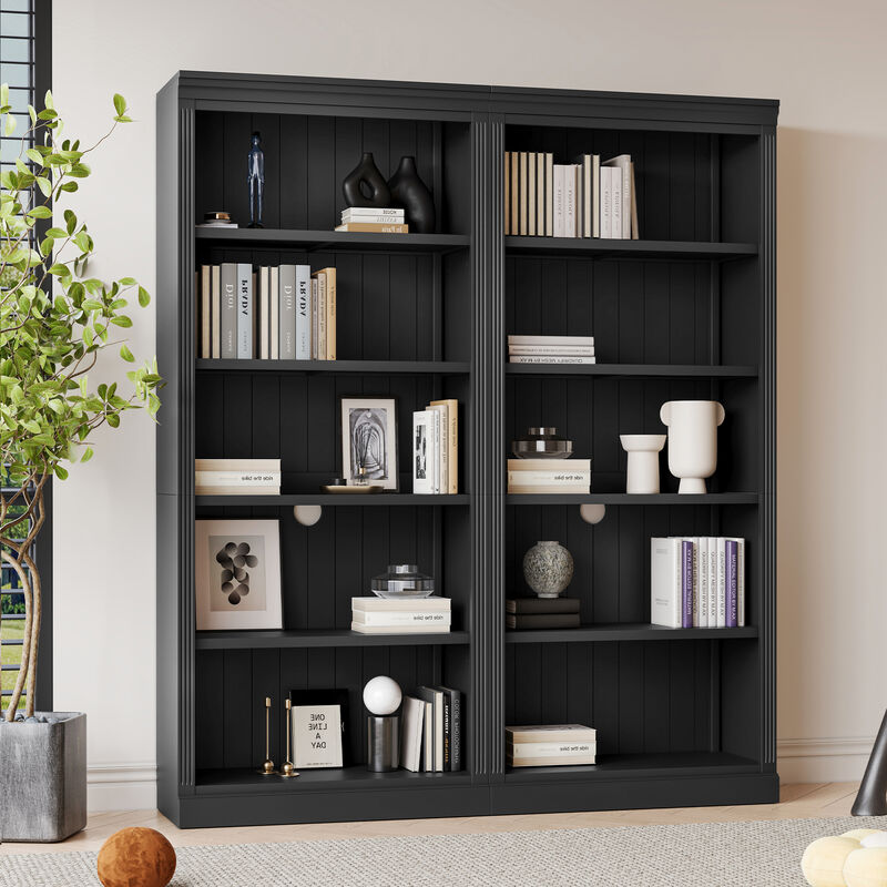 Merax 10-Tier Solid Wood & Thickened MDF Bookcase Suite