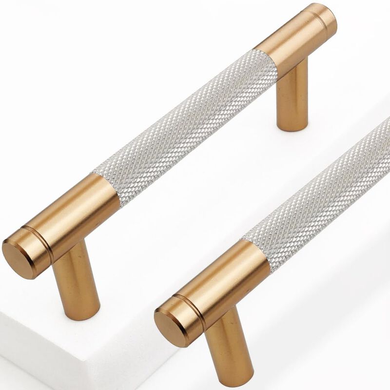 Guoharda 12 Pack 3 3/4 Inch 96 mm Bronze and Nickel Knurled Cabinet Handles Cabinet Pulls Aluminum Handles Pulls Oxidation Finis