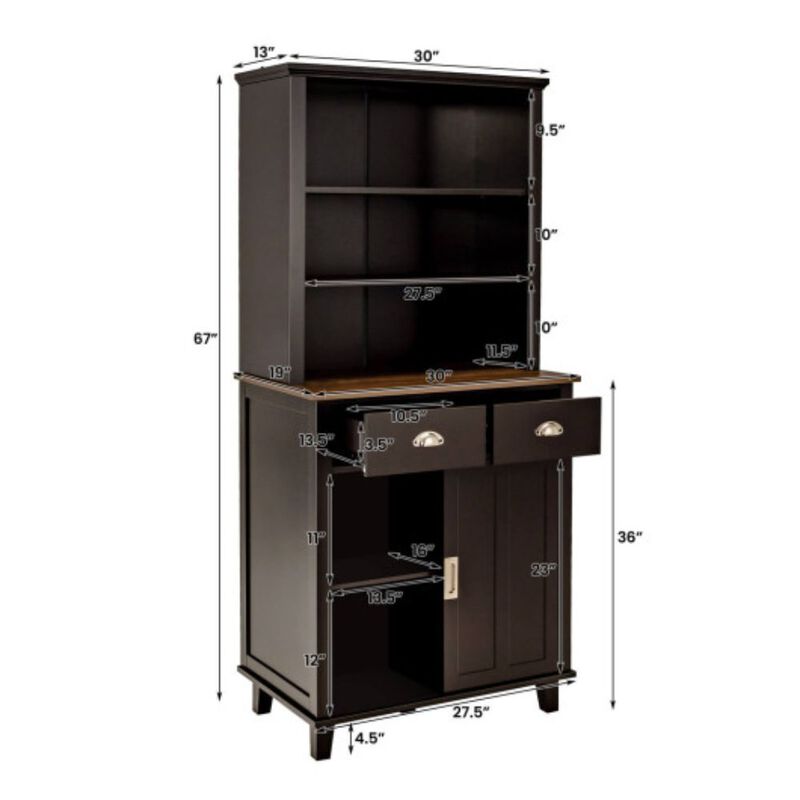 Freestanding Kitchen Pantry Cabinet with Sliding Doors
