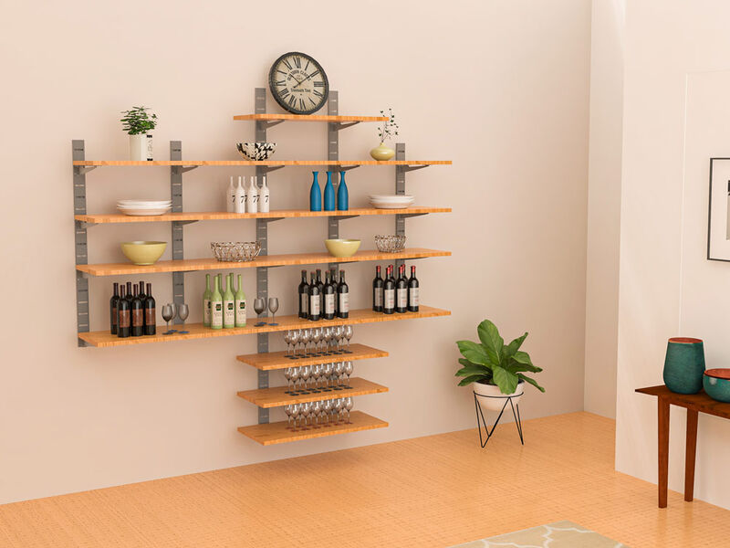 Stylish Home Office System 91" High with 9 Shelves and 3 Shelf-Desk for Laptop | 5 Section- Shelves Sold Separately image number 1