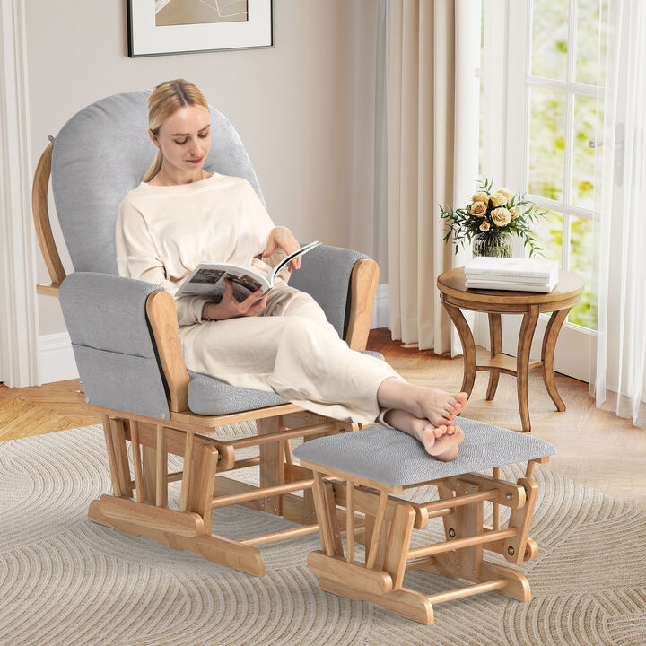Glider Chair with Ottoman, Detachable Cushion & Padded Armrests