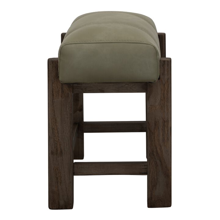 Eray 24 Inch Counter Stool, Sage Green Seat Cushion, Brown Teak Wood