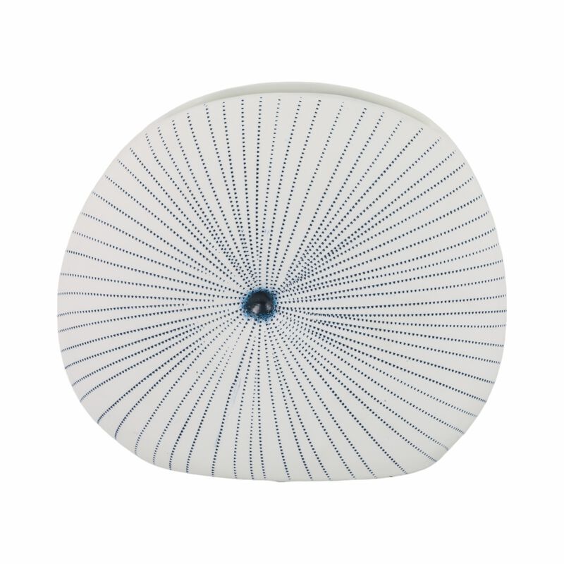 10x9" Round Dotted Shell Vase, White/blue image number 3
