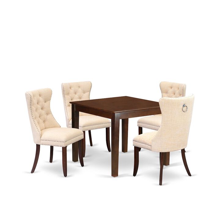 5 Piece Kitchen Table & Chairs Set Contains a Square Modern Dining Table