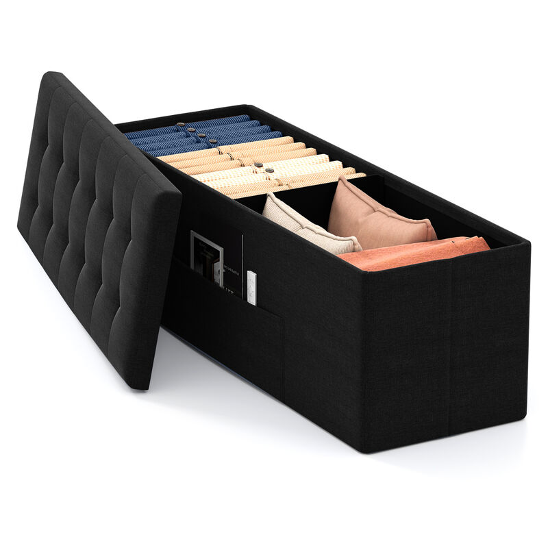 43 Inch Folding Ottoman Bench with Storage and Padded Seat image number 3
