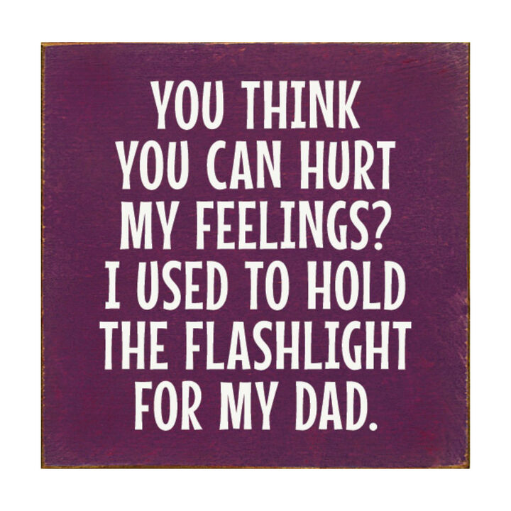 Rustic Wood Sign You Think You Can Hurt My Feelings Funny Dad Workshop Wall Decor