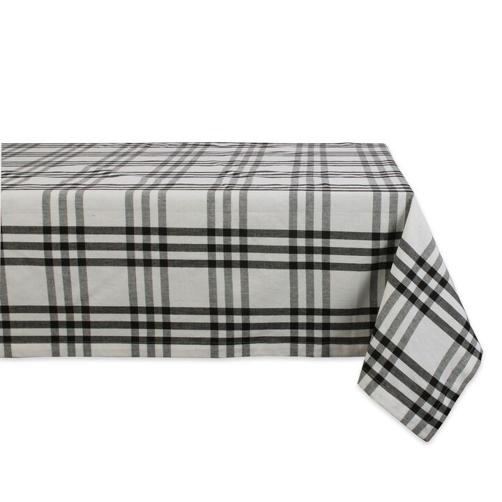 120" Cotton Tablecloth with Black Plaid Design