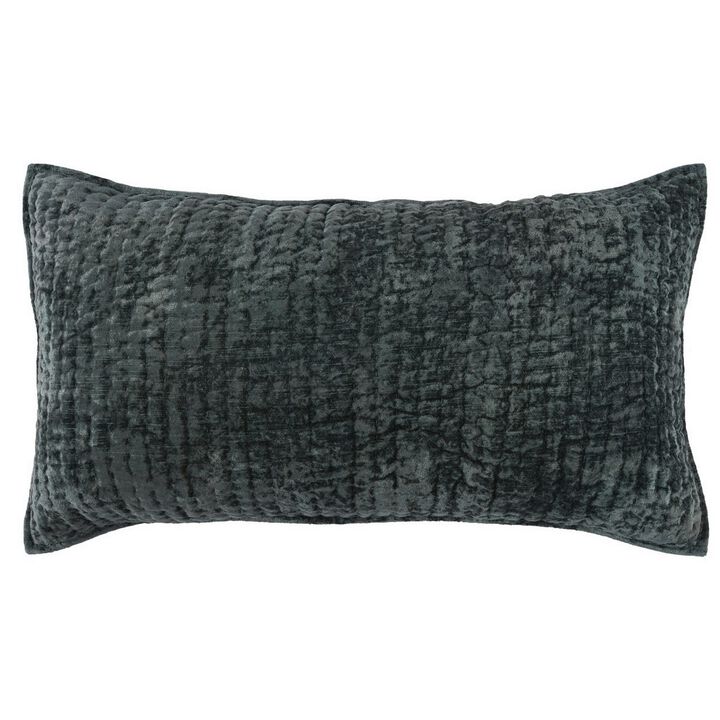 Lipa 20 x 36 Handmade Lumbar King Pillow Sham, Rayon Velvet, Cotton-Benzara