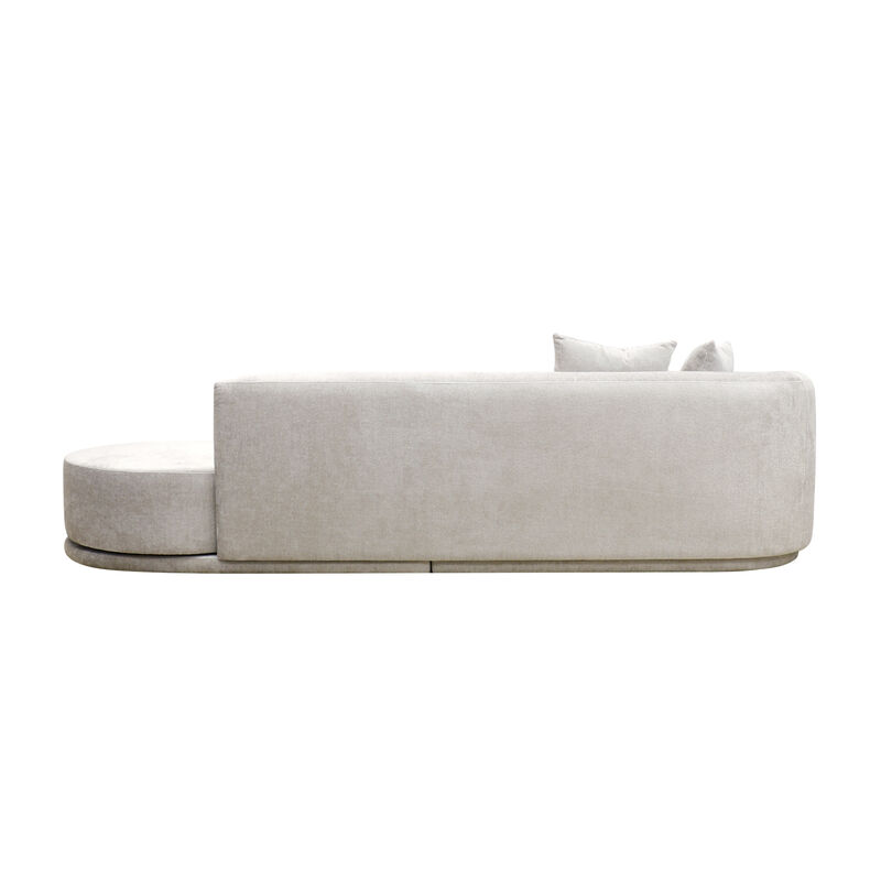 Pasargad Home Noho Cielo Design Sofa with Swivel Base Ottoman & 2 Pillows, Beige