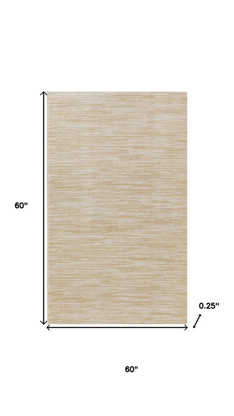 HomeRoots 5' Ivory And Gold Square Abstract Indoor Outdoor Area Rug image number 2