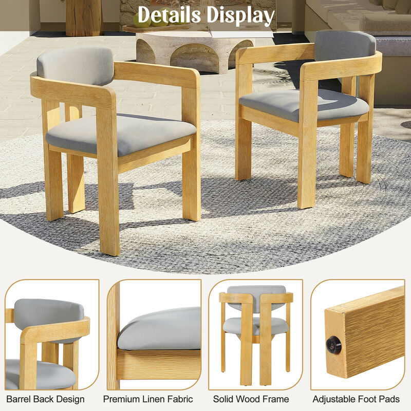 Merax 5-Piece Acacia Wood Patio Dining Set &ndash; Round Table + 4 Barrel Armchairs image number 3