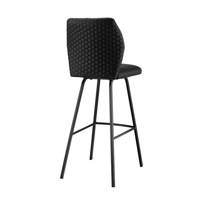 HomeRoots 26" Black Faux Leather and Iron Counter Height Bar Chair image number 3