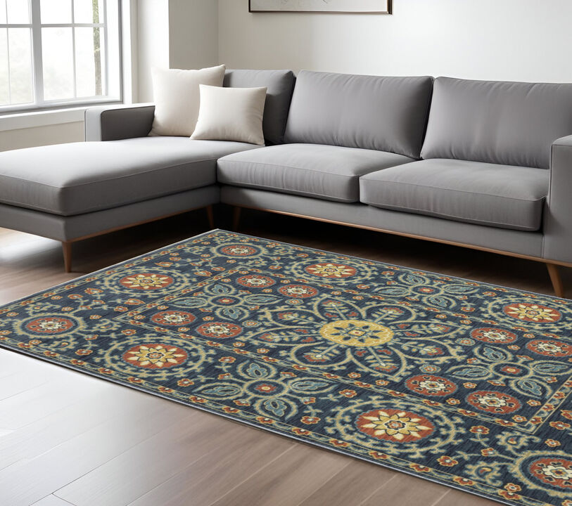 HomeRoots Medallion Area Rug With Fringe