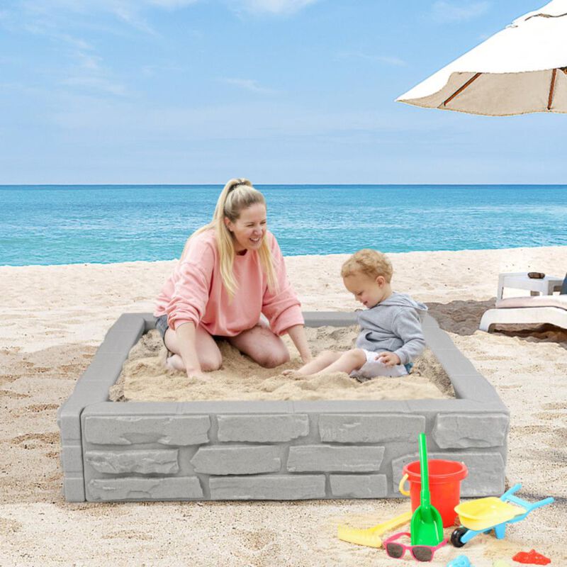 Hivvago 2-In-1 HDPE Kids Sandbox with Cover and Bottom Liner