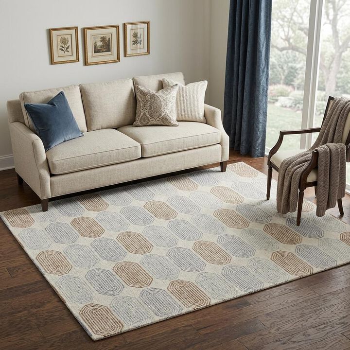 HomeRoots Wool Abstract Geometric Hand Tufted Non Skid Area Rug