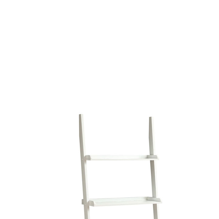 Stylized Contemporary 5 Tier Ladder Shelf, White - Benzara