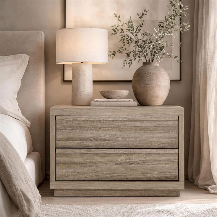Navis 32" 2-Drawer Nightstand in Natural Oak