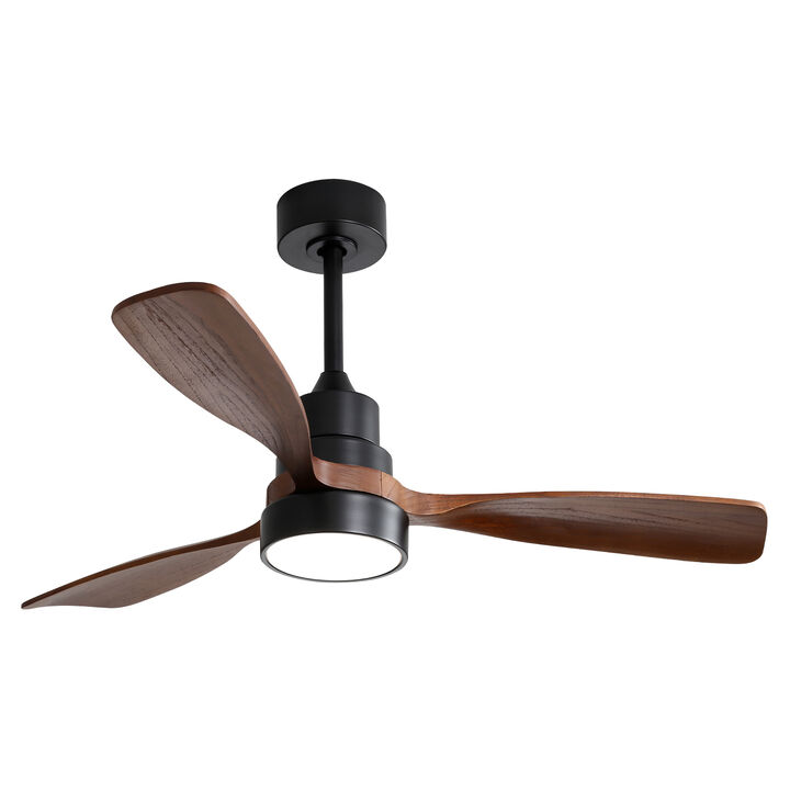 48 Inch Ceiling Fan With 3 Solid Wood Blades Remote Control Reversible DC Motor For Living Room