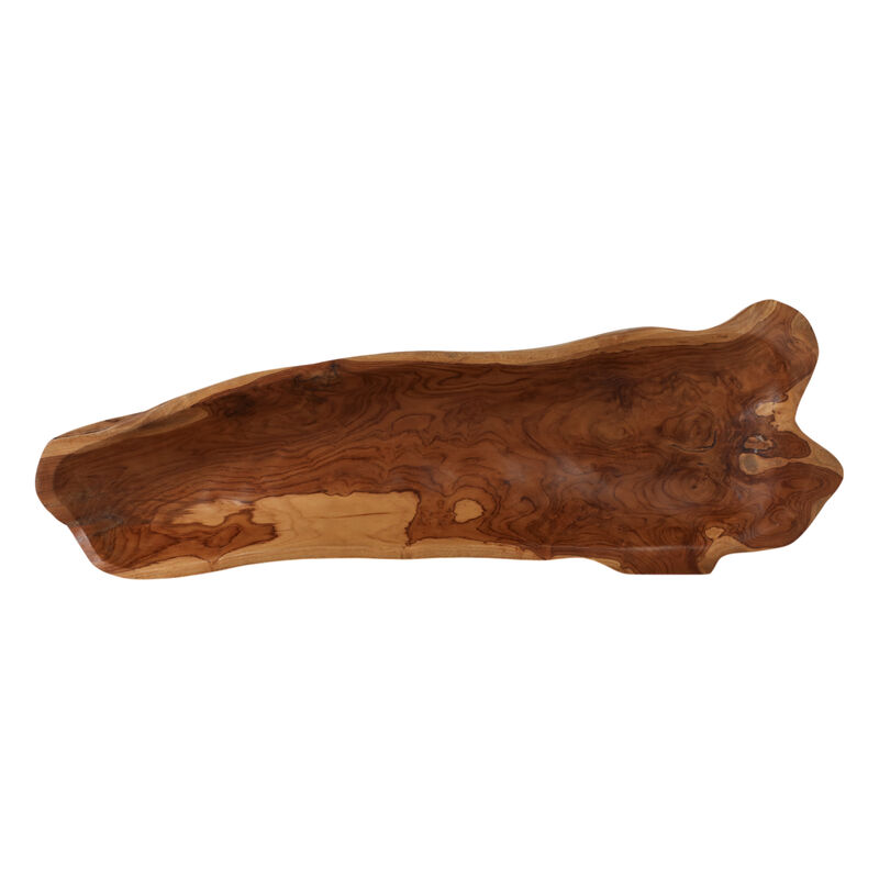 39" Teak Wood Long Bowl, Natural image number 5