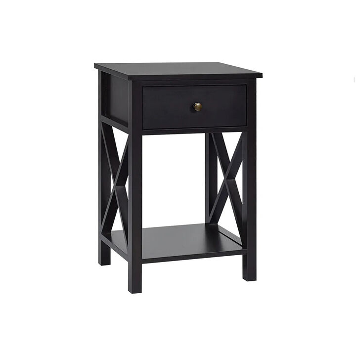 Set of 2 Bedroom Side End Nightstand with Drawer