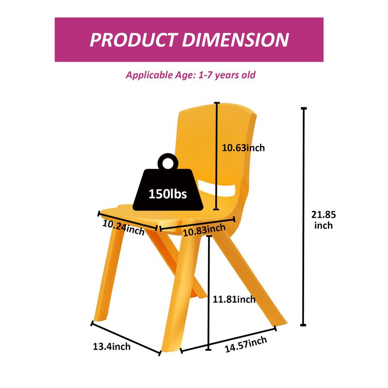 CLIHOME Lightweight Plastic Kids Chair with 11.8" H Seat for Preschool and Toddlers Children Backrest stackable Chair image number 4