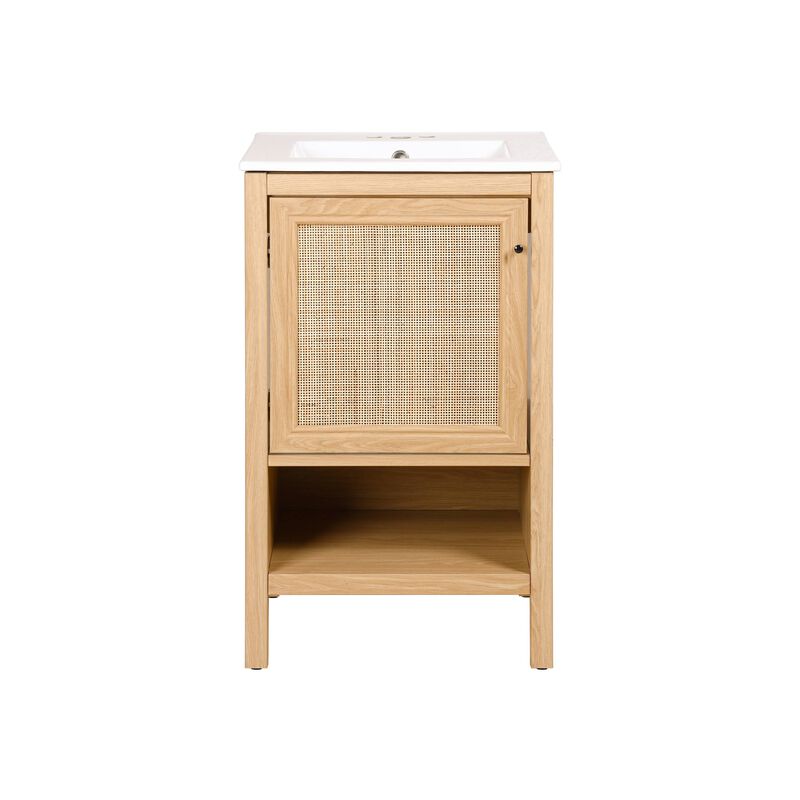 Jasper 36 in. W x 18 in. D x 33 in. H Rattan Modern Coastal 2-Shelf Bath Vanity Cabinet Only (Sink Basin Not Included)