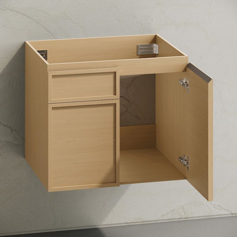 St. Tropez 24" Wall-Mounted Bathroom Vanity Cabinet without Top in Natural Oak image number 3