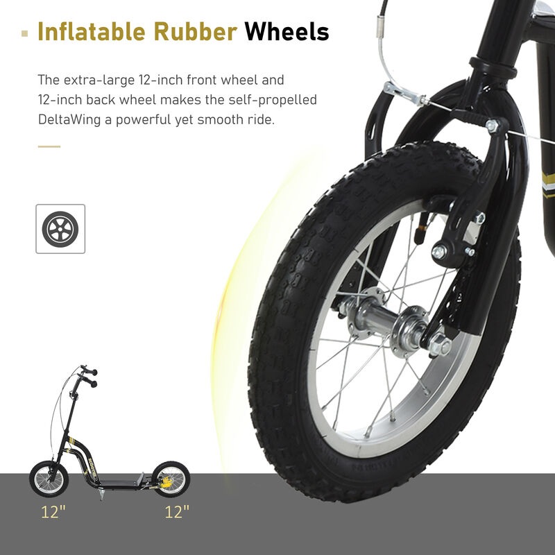BreeBe Youth Scooter Front and Rear Caliper Dual Brakes 12-Inch Inflatable Front Wheel Ride On Toy image number 3