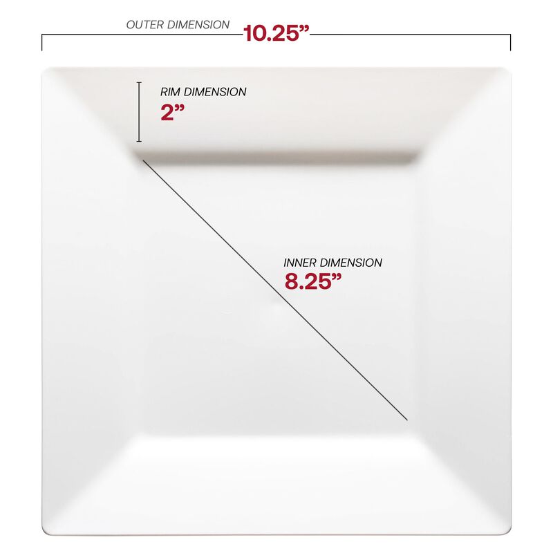 10.75" White Square Plastic Dinner Plates (120 Plates) image number 2
