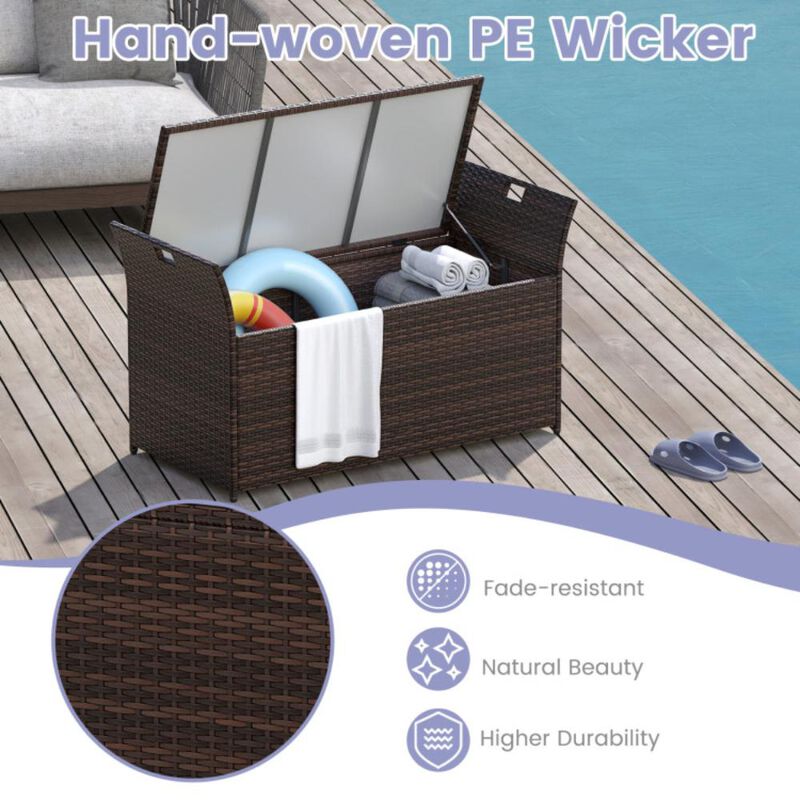 Hivvago Outdoor Bench with Hand-woven PE Rattan Wicker and Side Handles