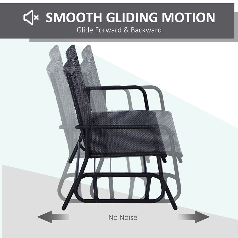 Hivvago 2-Person Outdoor Wicker Glider Bench for Patio or Garden image number 3