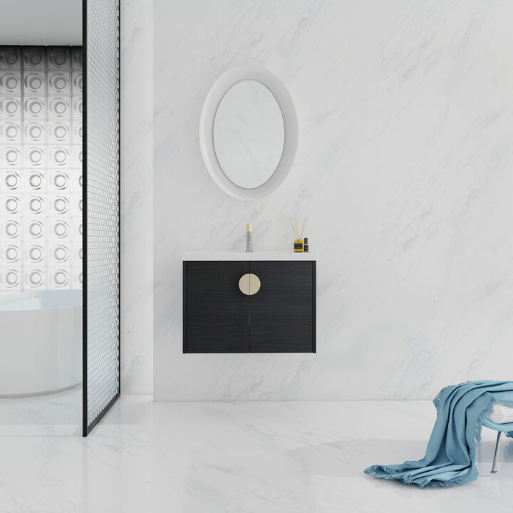 ELEMENT ACE Wall Mounted Bathroom Vanity with Ceramic Sink and Soft Close Doors