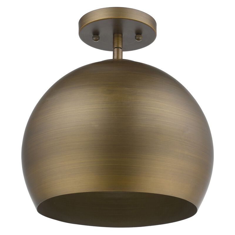 Hivvago Latitude 1-Light Hand Painted Antique Gold Pendant With Gold Interior Shade