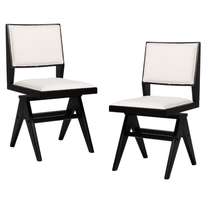 Hivvago Swivel Wooden Dining Chair Set of 2 with Rubber Wood Frame and Padded Seat-Black