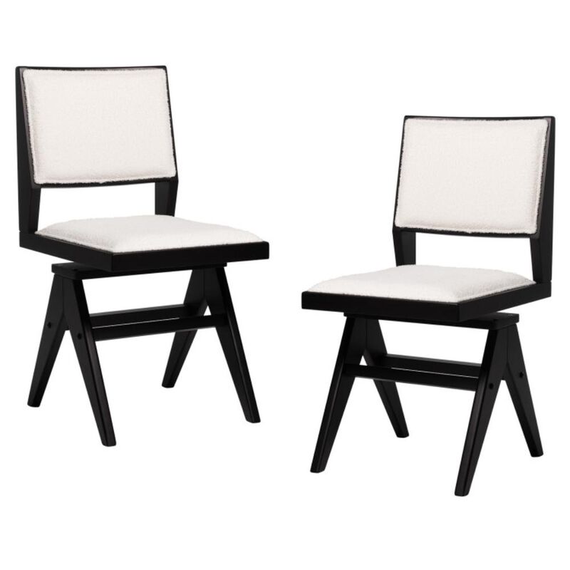 Hivvago Swivel Wooden Dining Chair Set of 2 with Rubber Wood Frame and Padded Seat-Black
