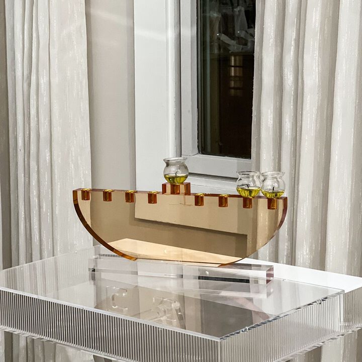 Amber Lucite Menorah