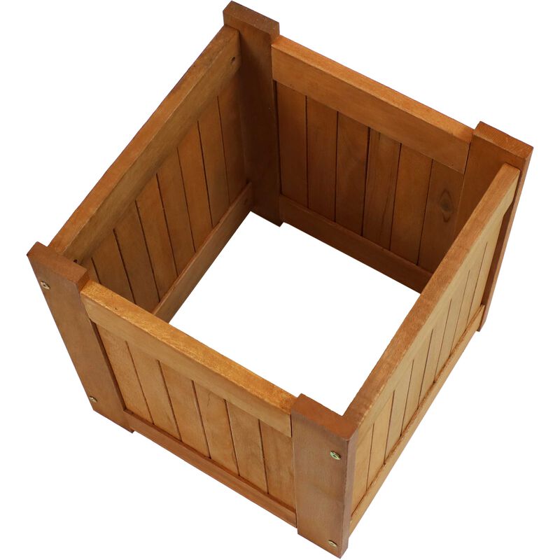 Sunnydaze Meranti Wood Decorative Square Planter Box - 16 in