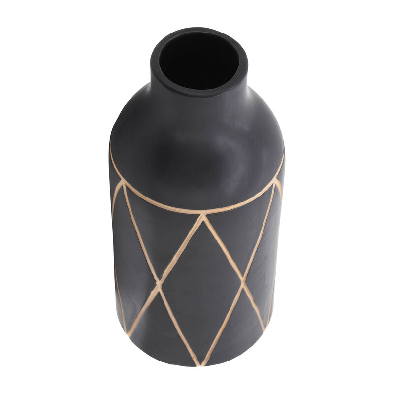 Cer, 16"H Tribal Vase, Black image number 4