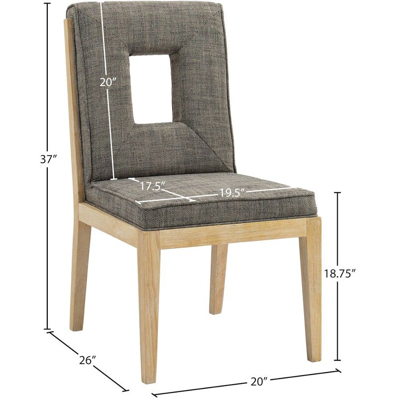 Meridian Furniture Gwendolyn Grey Linen Textured Fabric Dining Side Chair, Set of 2