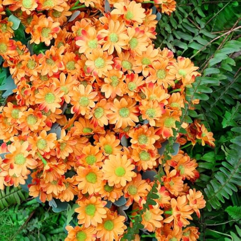 24 Bundle Orange Artificial Daisy Flowers UV Resistant Outdoor Garden Porch image number 3
