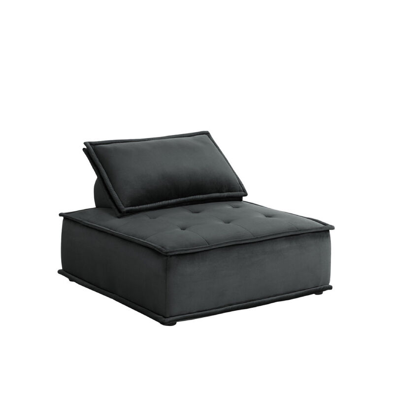 Alaya U Shaped Modular Sectional Sofa, Black Tufted Velvet, 160 Inch image number 4