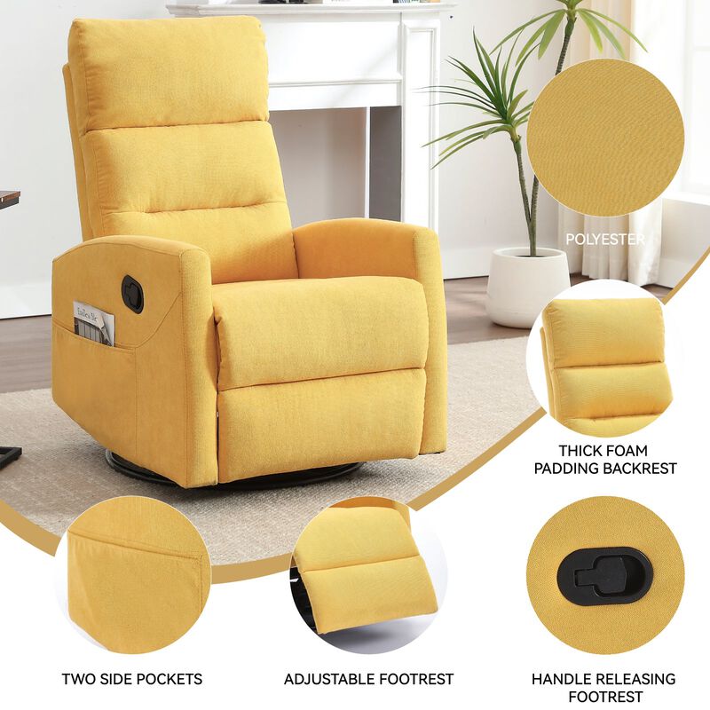 Manual Recliner Chair with Rocker and Swivel in Fabric for Living Room image number 8
