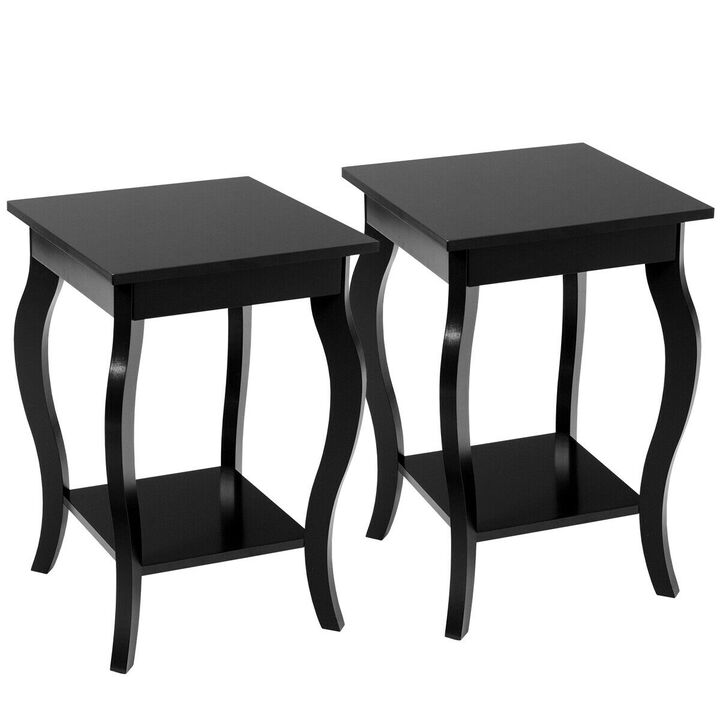 Set of 2 Side Table End Table Night Stand with Shelf