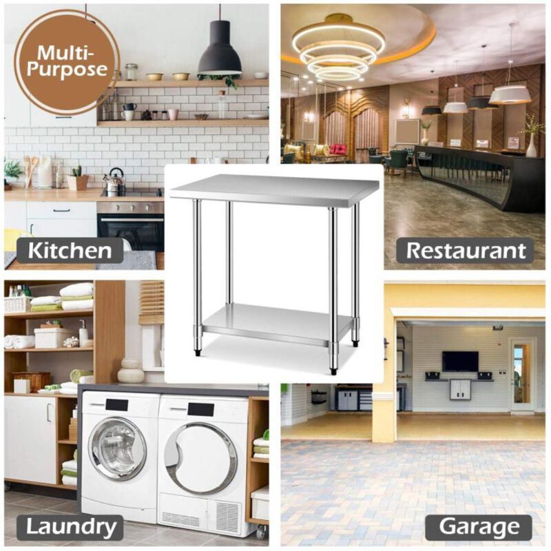 Hivvago Stainless Steel Commercial Kitchen Food Prep Table