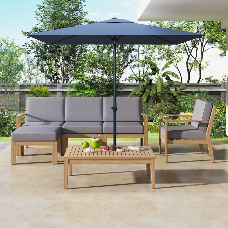 Merax Wood Frame Outdoor Patio Sectional Sofa Set