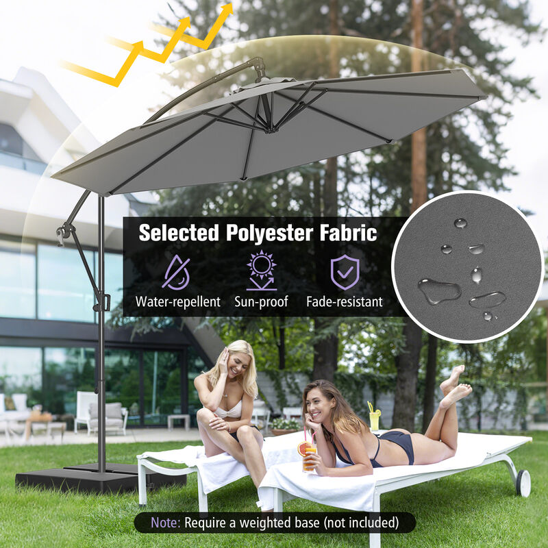 Offset Hanging Patio Umbrella with Base &ndash; Infinite Tilt Cantilever Design
