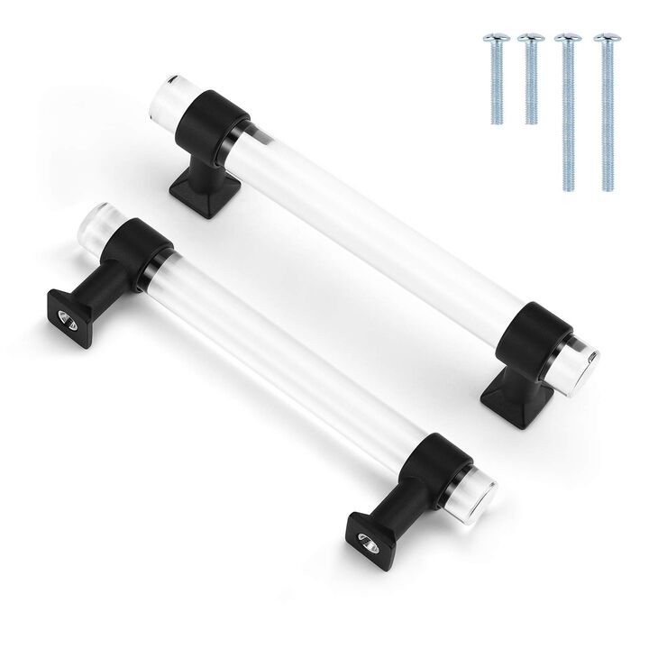 Mengico 50 Pack Cabinet Pulls Black Matte 3 Inch Kichen Cabinet Handles Acrylic Lucite Drawer Pulls Modern Cabinet Hardware T Ba